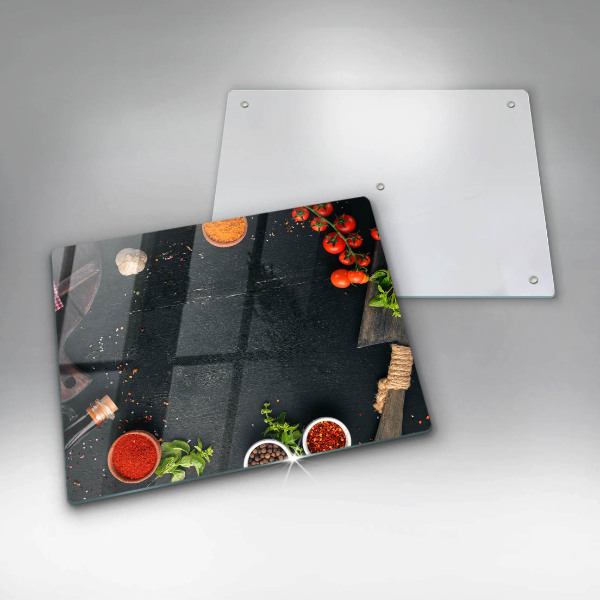 Chopping board glass Cherry tomatoes