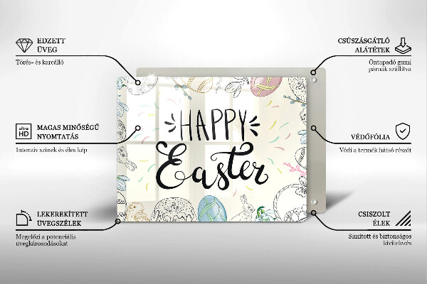 Chopping board glass Happy Easter