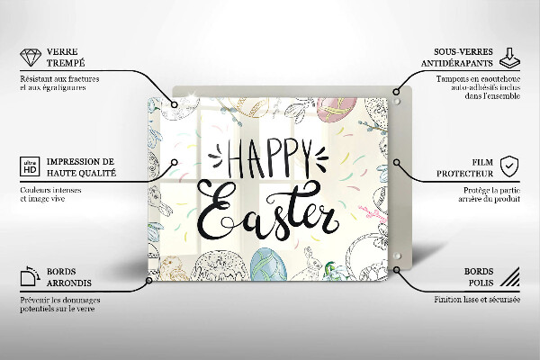 Chopping board glass Happy Easter