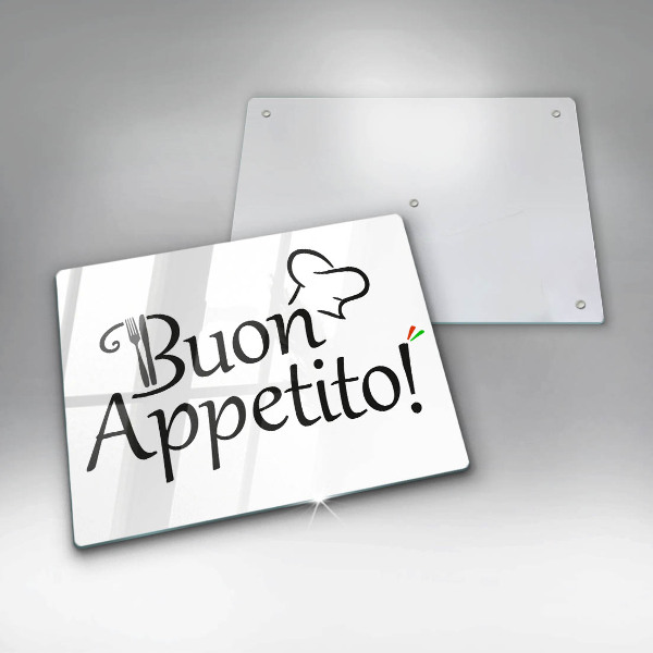 Chopping board glass The inscription Buon Appetito!