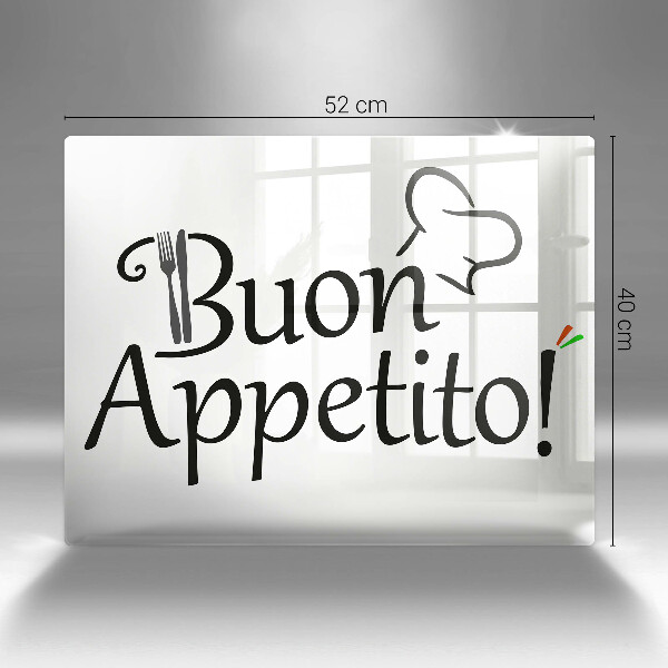 Chopping board glass The inscription Buon Appetito!