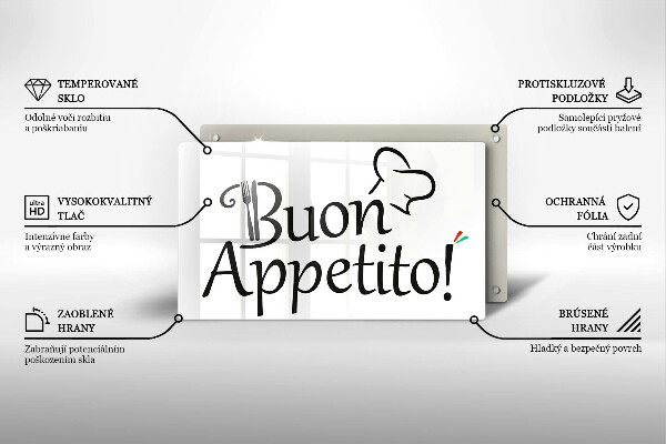 Chopping board glass The inscription Buon Appetito!
