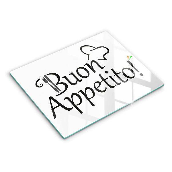 Chopping board glass The inscription Buon Appetito!