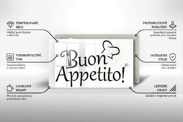 Chopping board glass The inscription Buon Appetito!