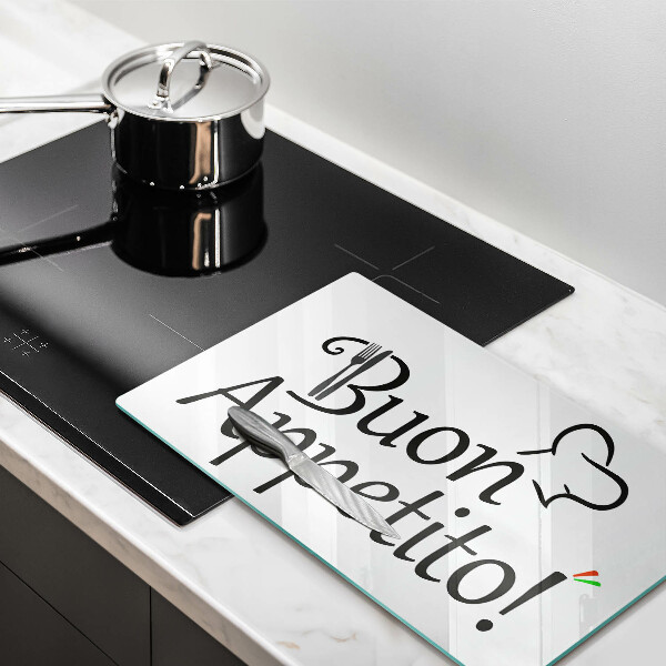 Chopping board glass The inscription Buon Appetito!
