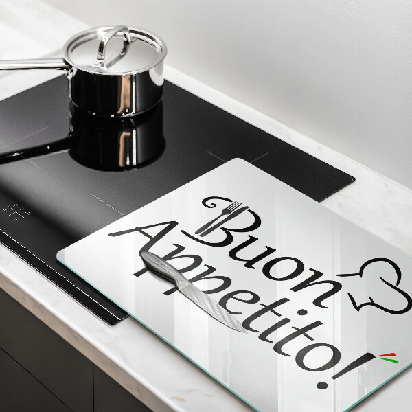Chopping board glass The inscription Buon Appetito!