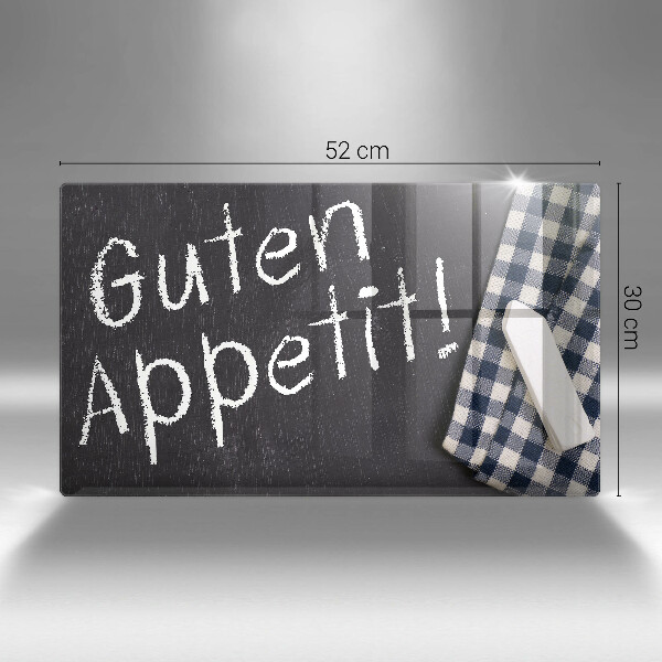 Chopping board glass The inscription GUTEN APPETIT!