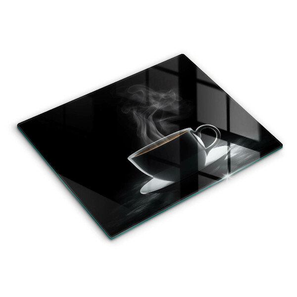 Chopping board Hot cup of coffee