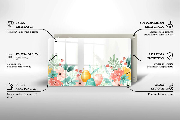 Chopping board glass Easter eggs