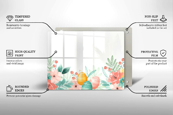 Chopping board glass Easter eggs