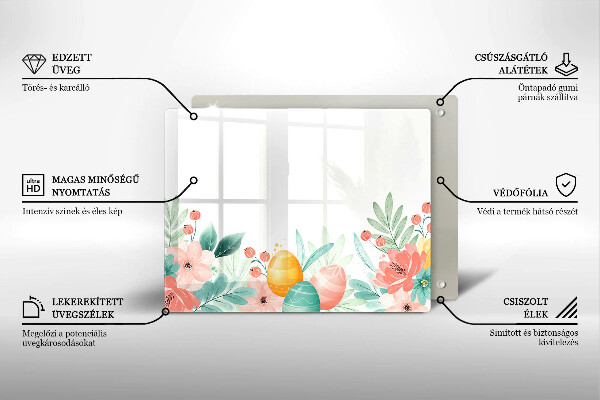 Chopping board glass Easter eggs