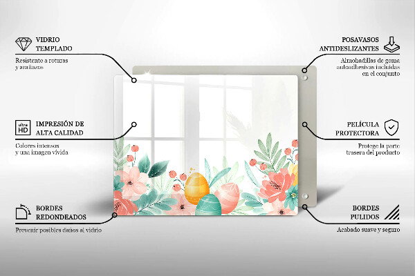 Chopping board glass Easter eggs