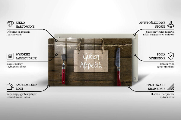 Chopping board glass GUTEN APETIT inscription boards