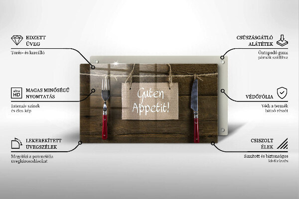 Chopping board glass GUTEN APETIT inscription boards