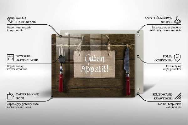 Chopping board glass GUTEN APETIT inscription boards