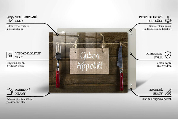 Chopping board glass GUTEN APETIT inscription boards