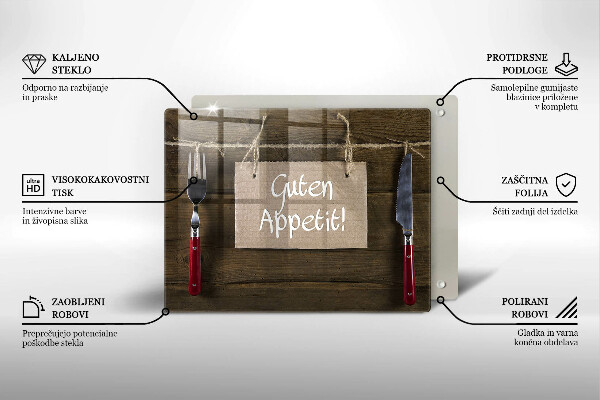 Chopping board glass GUTEN APETIT inscription boards