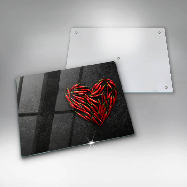 Chopping board Chili peppers heart