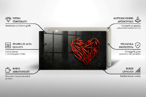 Chopping board Chili peppers heart