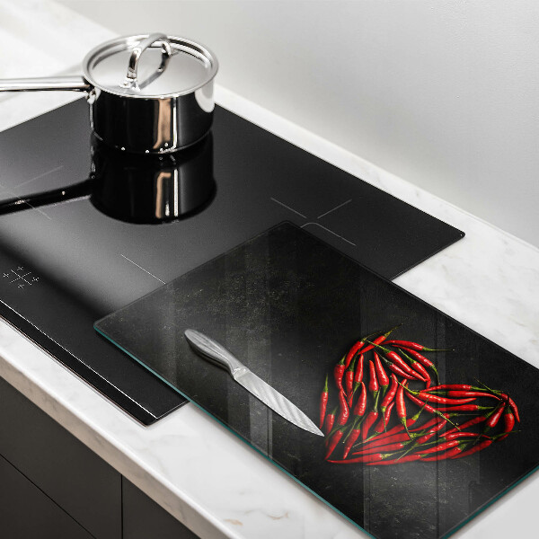 Chopping board Chili peppers heart