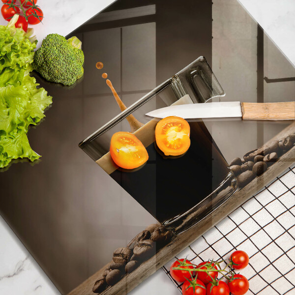 Chopping board Glass and coffee beans