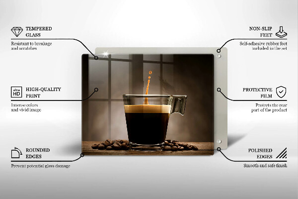 Chopping board Glass and coffee beans