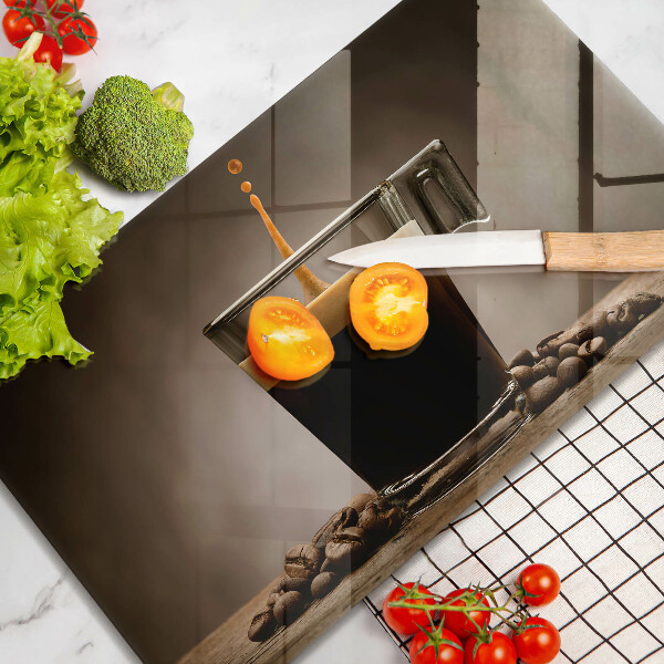 Chopping board Glass and coffee beans