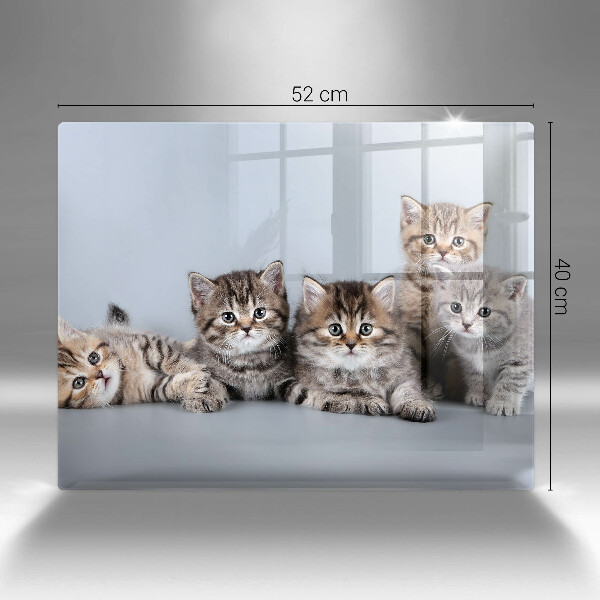 Chopping board glass Sweet small cats
