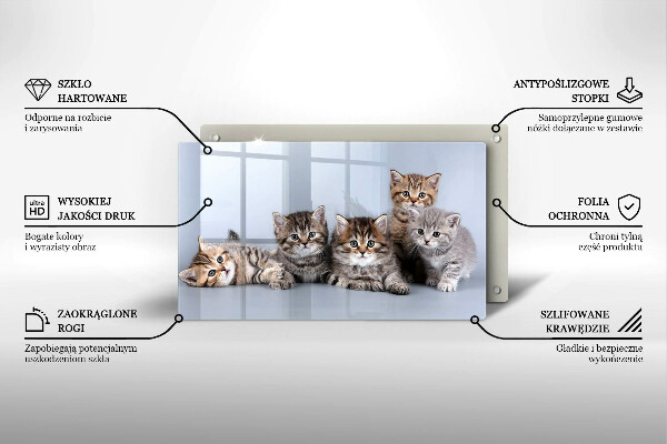 Chopping board glass Sweet small cats