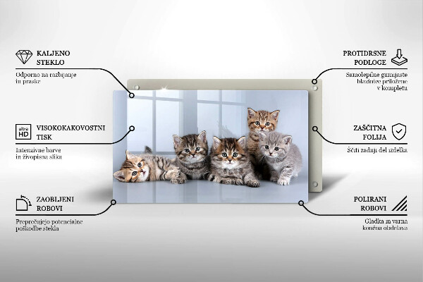 Chopping board glass Sweet small cats