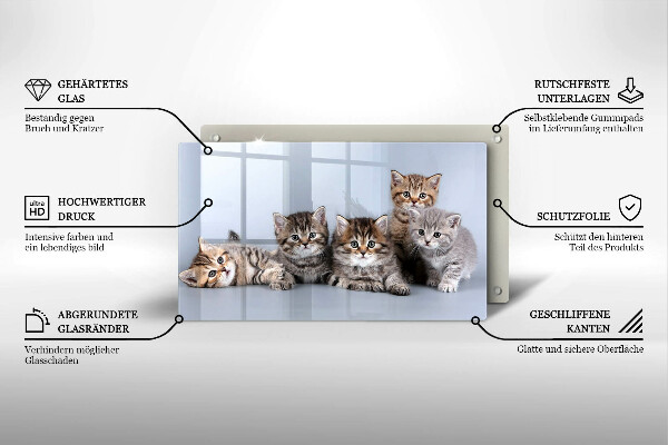 Chopping board glass Sweet small cats