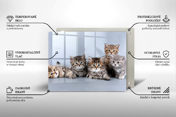 Chopping board glass Sweet small cats