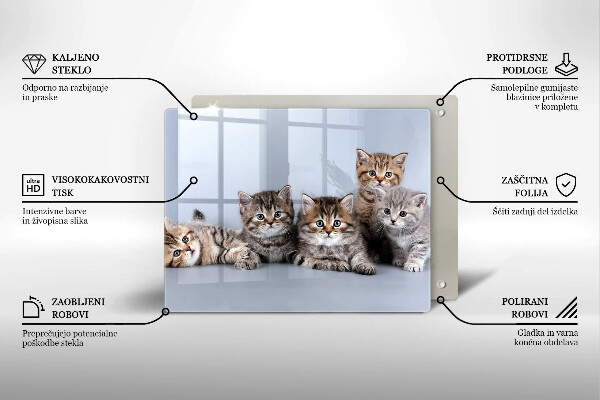 Chopping board glass Sweet small cats