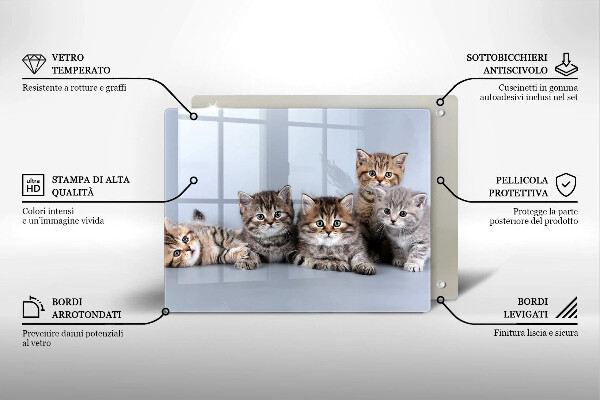 Chopping board glass Sweet small cats