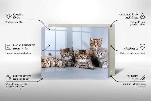 Chopping board glass Sweet small cats