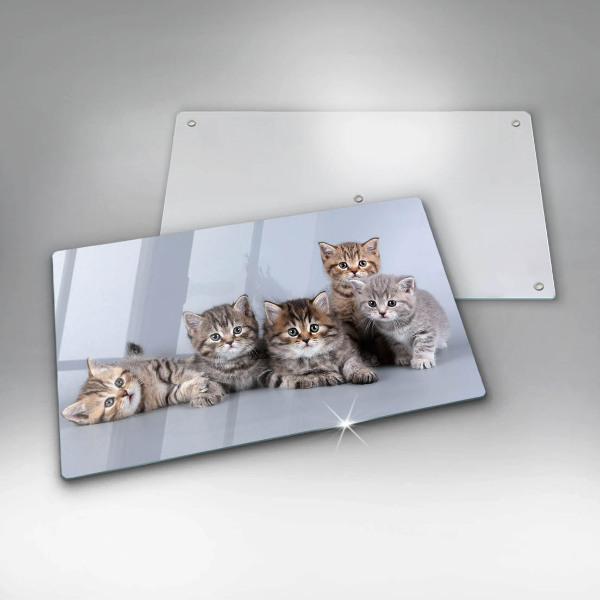 Chopping board glass Sweet small cats