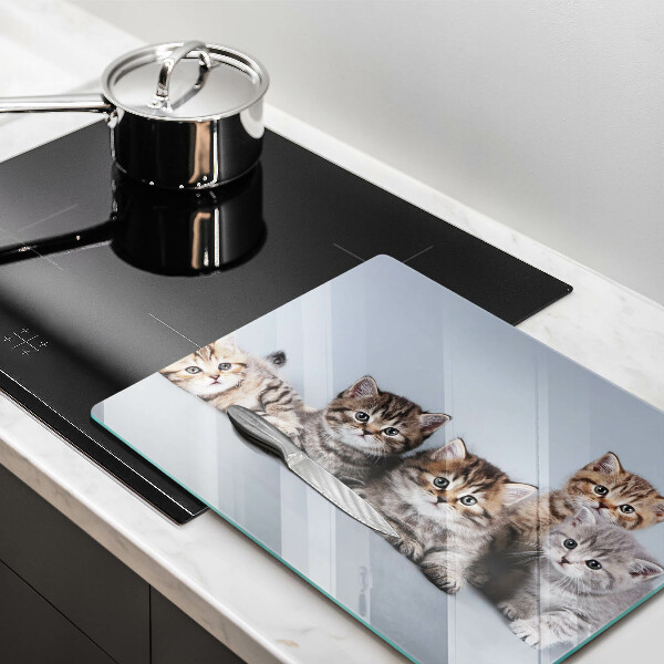 Chopping board glass Sweet small cats