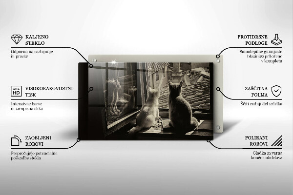 Chopping board glass Cats city and window