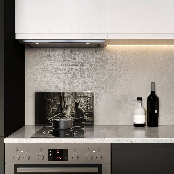 Chopping board glass Cats city and window