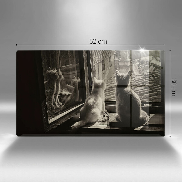 Chopping board glass Cats city and window