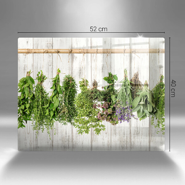 Chopping board glass Striped herbs and plants