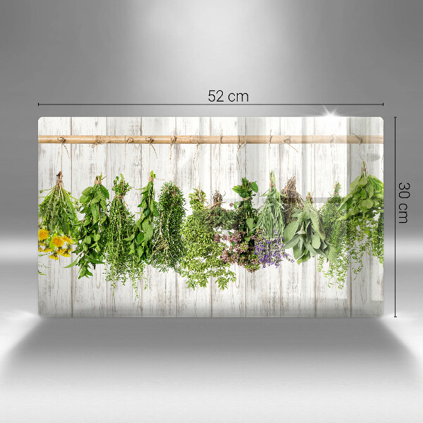 Chopping board glass Striped herbs and plants