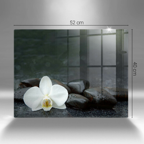 Chopping board glass White flower stones Zen