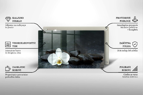 Chopping board glass White flower stones Zen