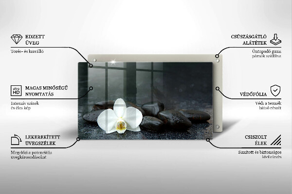 Chopping board glass White flower stones Zen