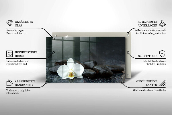 Chopping board glass White flower stones Zen