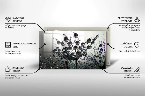 Chopping board glass Dandelions and dew