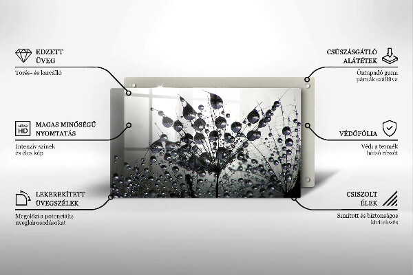 Chopping board glass Dandelions and dew