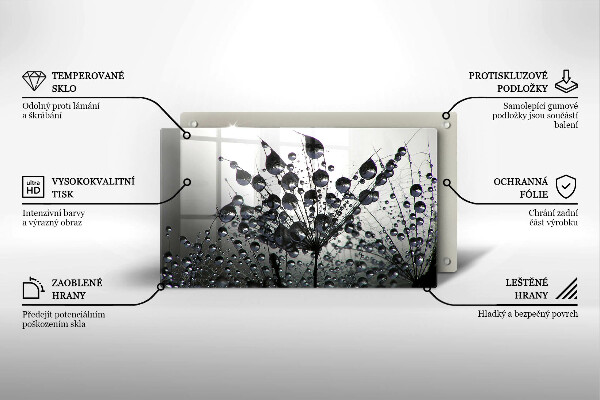 Chopping board glass Dandelions and dew