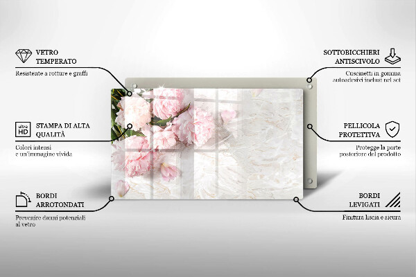 Chopping board glass Delicate roses flowers